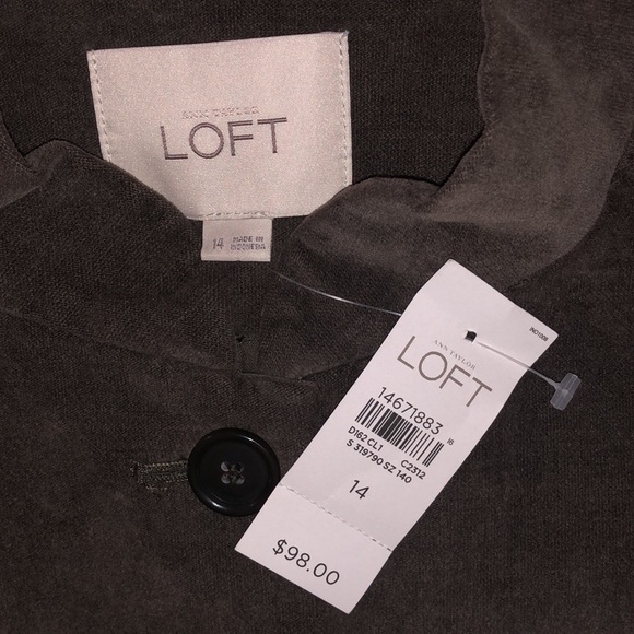 LOFT Ann Taylor NWT Size 14 Brown Fully Lined Button Front Velvet Jacket - Picture 5 of 5